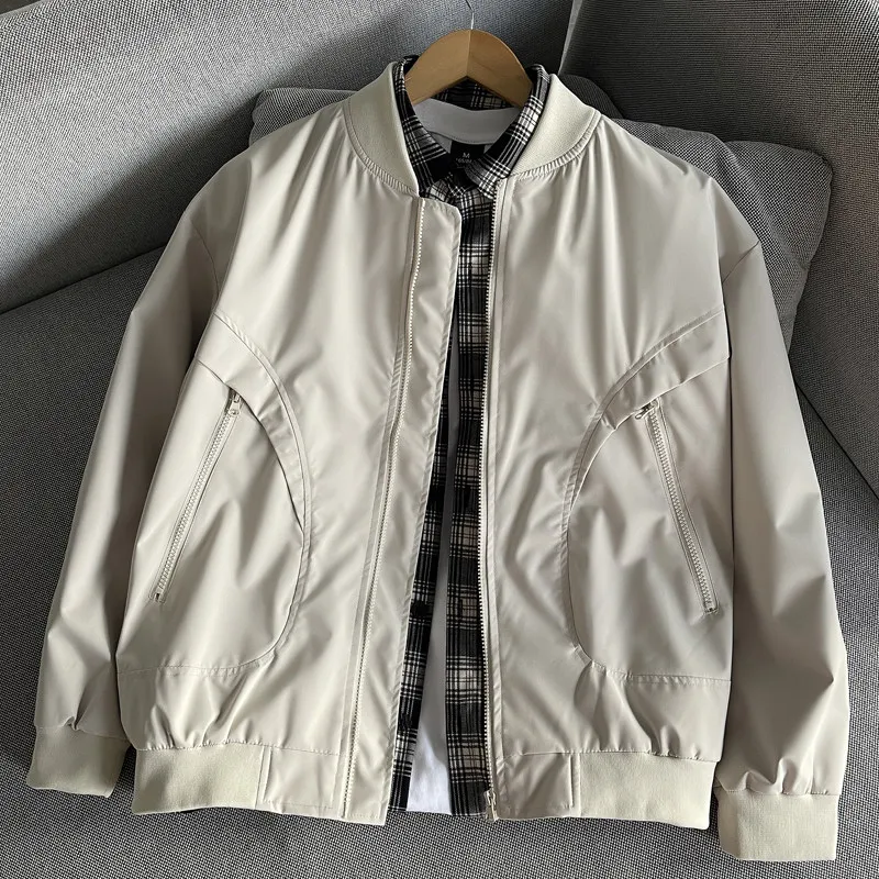 

Spring Autumn Baseball Sle Jaet Men's Small Size Korean Version Trendy Baseball Collar Outerwear Loose Fit Long Sve