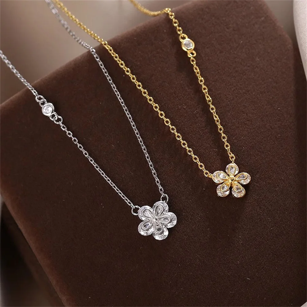 

Маленький цветок Full Diamond - 925, корейская ниша INS, женский воротник Sweet Luxury Fairy