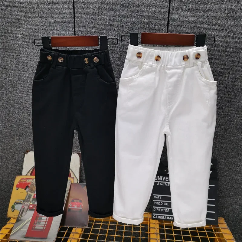 Casual Kids Pants Spring Autumn 2023 New Style Black White Versatile Fashionable Children's Trousers Trendy For Boys Girls
