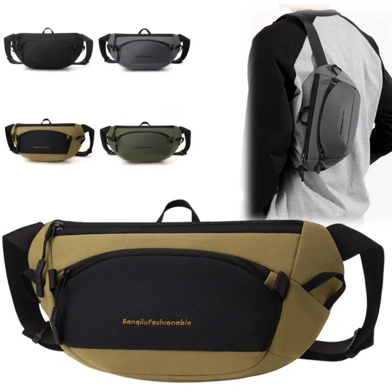 

Light Weight Splashproof Men's Crossbody Bag Multi-purpose Sling Waist Pack Sports Chest Belt Pouch Mobile Phone Holder Outdoor