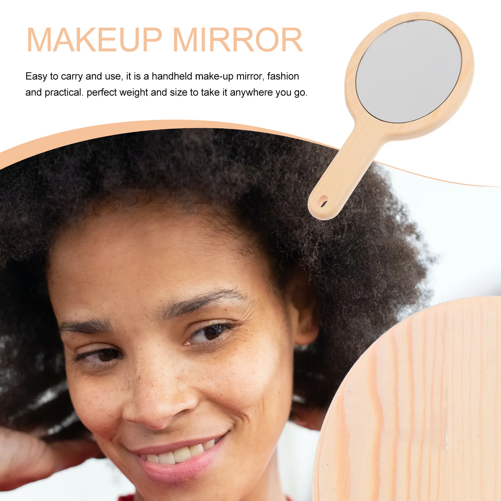 مرآة مكياج محمولة، مرآة خشبية محمولة للسفر، طاولة تزيين على سطح الحمام، تصميم كلاسيكي أنيق