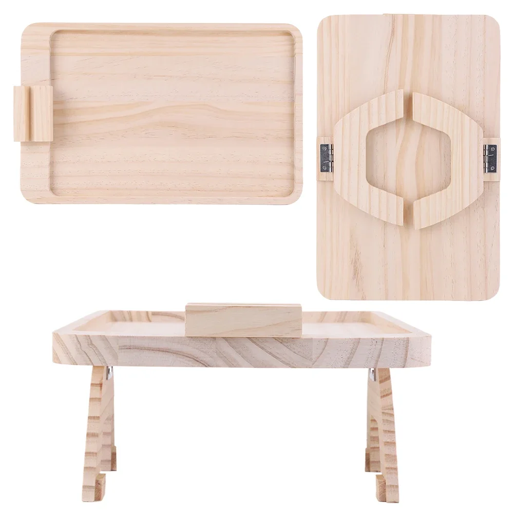 

Sofa Clip on Tray Table with 360 Rotating Holder Bamboo Wooden Side Table Armrest Table for TV Dinners Remotes Drinks and Snacks