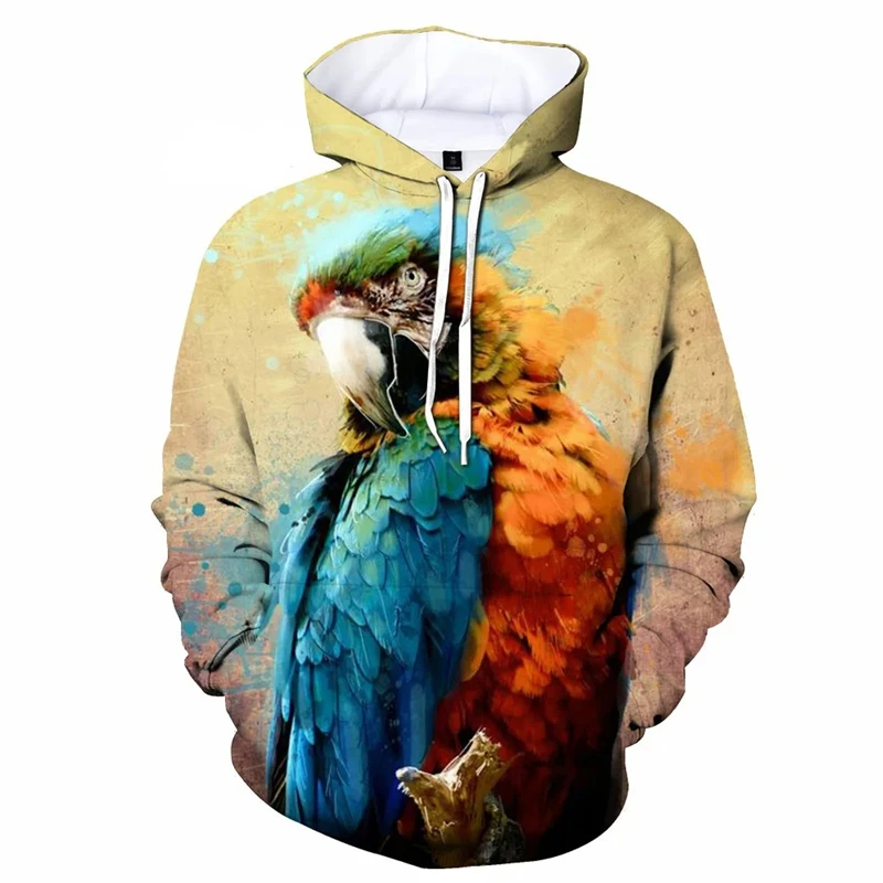 3D Printed Cute Bird Parrot Hoodies For Men Clothes Animal Psittacidae Graphic Sweatshirts Casual Pullovers Women Tracksuit Tops