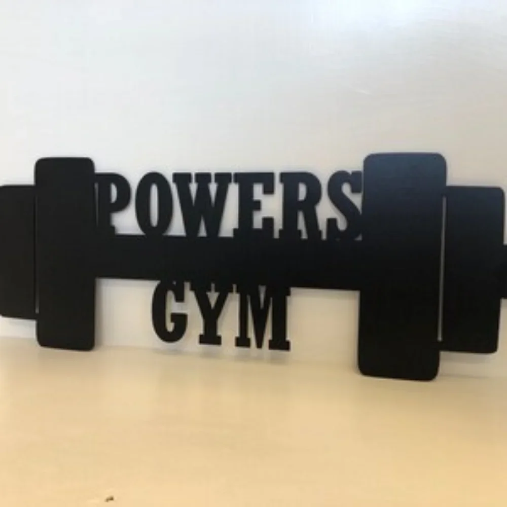 Unique Personalized Sign Barbell Dumbbell Metal Wall Art Home Gym Decor Fitness Room Weightlifting Exercise Birthday Present