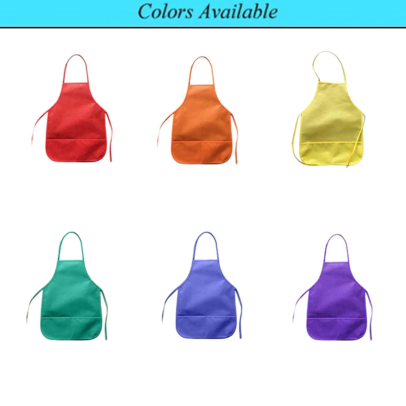 Children's Fabric Aprons With Pockets Kitchen Classroom Arts Crafts Painting 36 * 48cm Kids Aprons Children Pocket Aprons