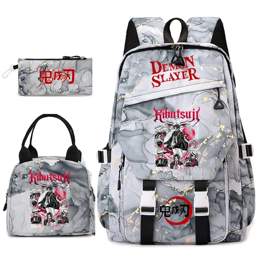 Demon Slayer Anime Backpack Set for Girls Demon Slayer 3Pcs School Bag Lunch Kit Pouch - view 3