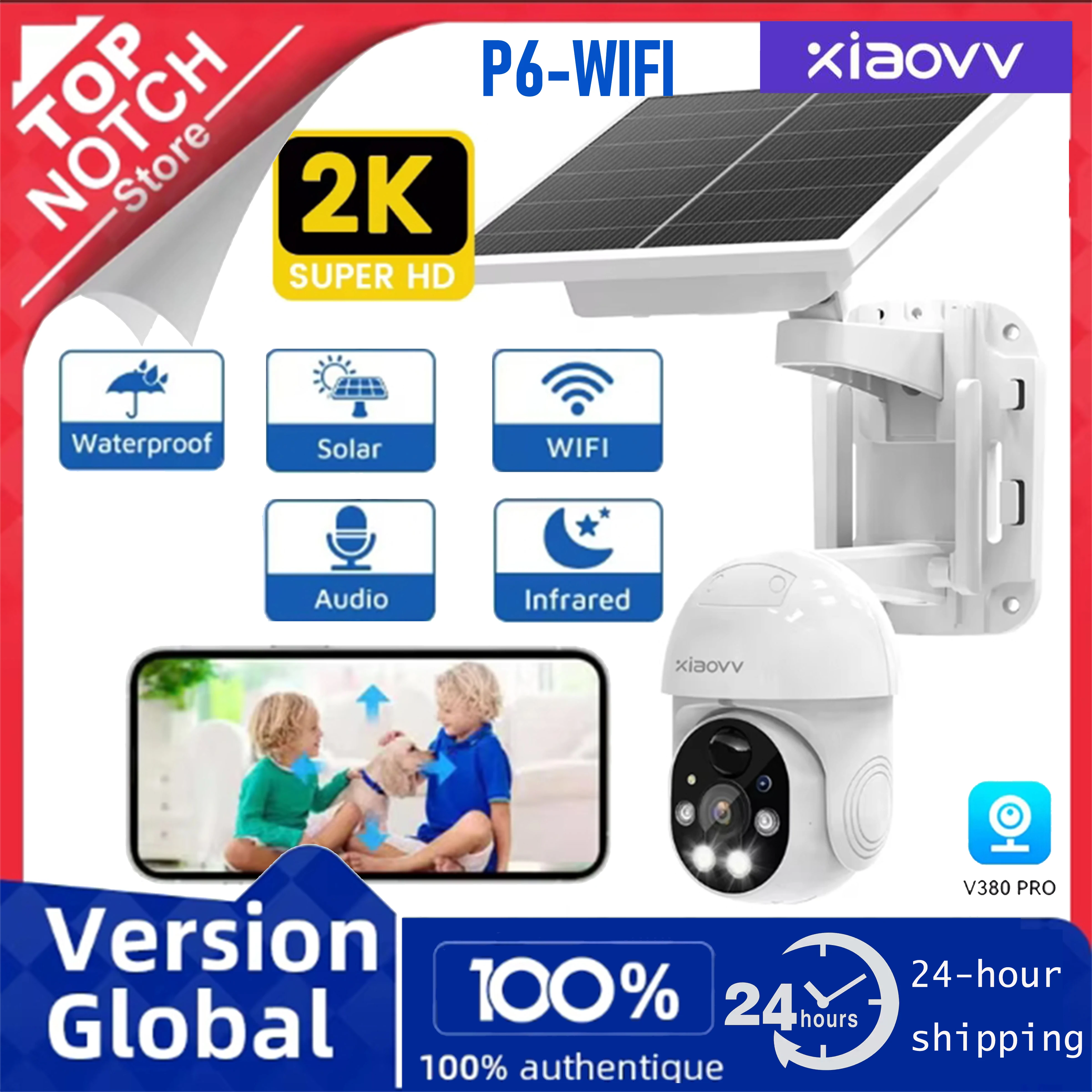 

XIAOVV WiFi Solar Outdoor Cameras 3MP PTZ Surveillance Outdoor Waterproof Security Cams Color Night Vision Smart Home