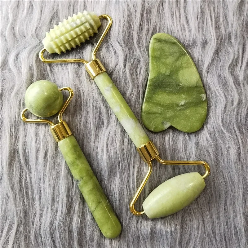 Massaggiatore per il viso Gua sha Jade Roller massaggio raschietto viso guazzo dimagrante cura della pelle del corpo sollevamento strumenti Guasha rullo di giada