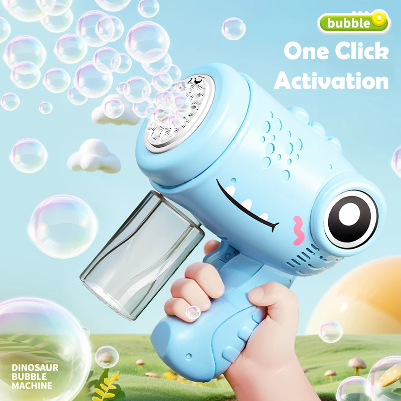 Leuke Dinosaurus Elektrische Bubble Machine Speelgoed Volautomatische Handheld Bubble Guns Outdoor Bruiloft Bubble Speelgoed Kinderen Geschenken