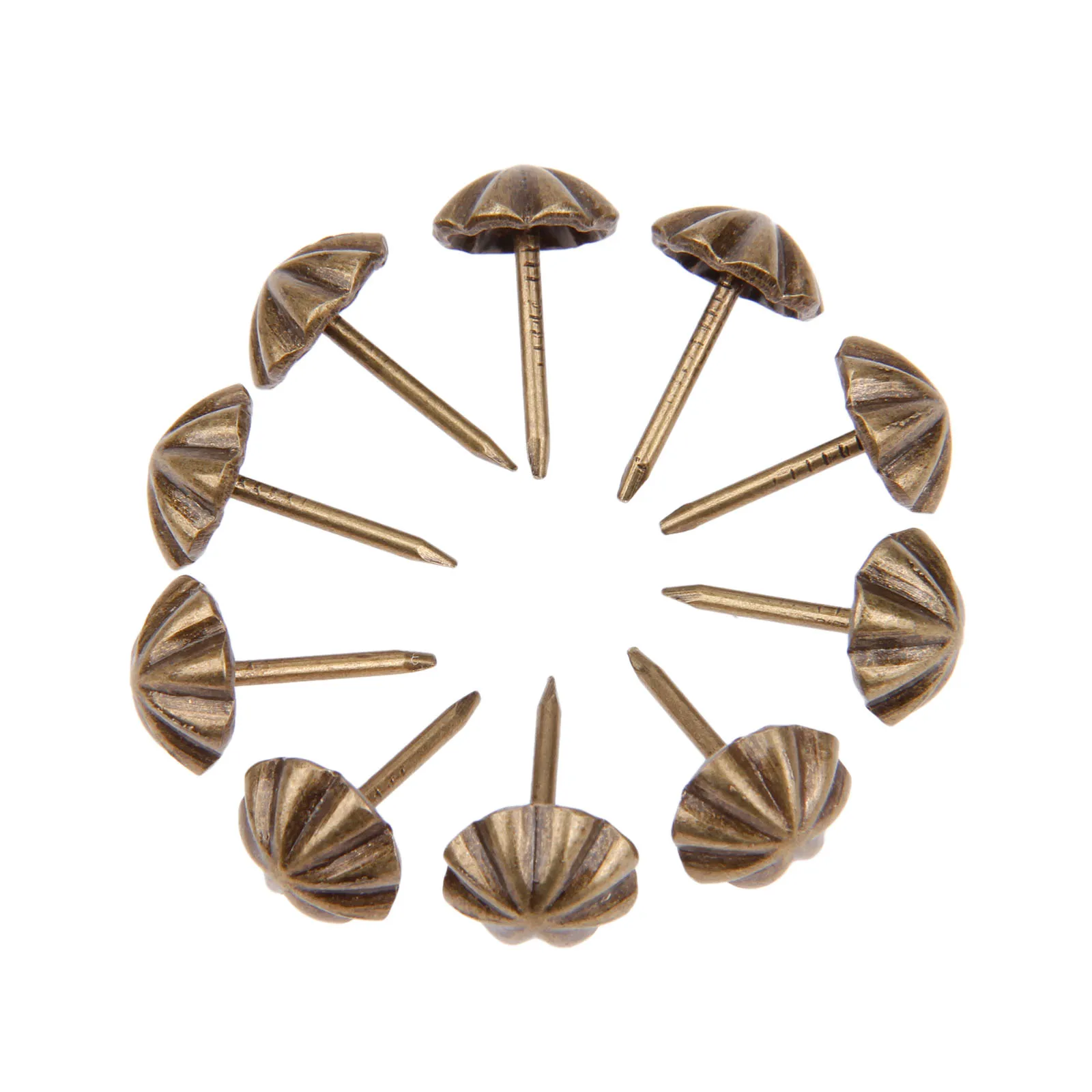 100pcs/set Upholstery Nails Sofa Stud Iron Pin Tack Vintage Antique Bronze Umbrella Cap Flower 11*17mm Jewelry Wood Box Hardware