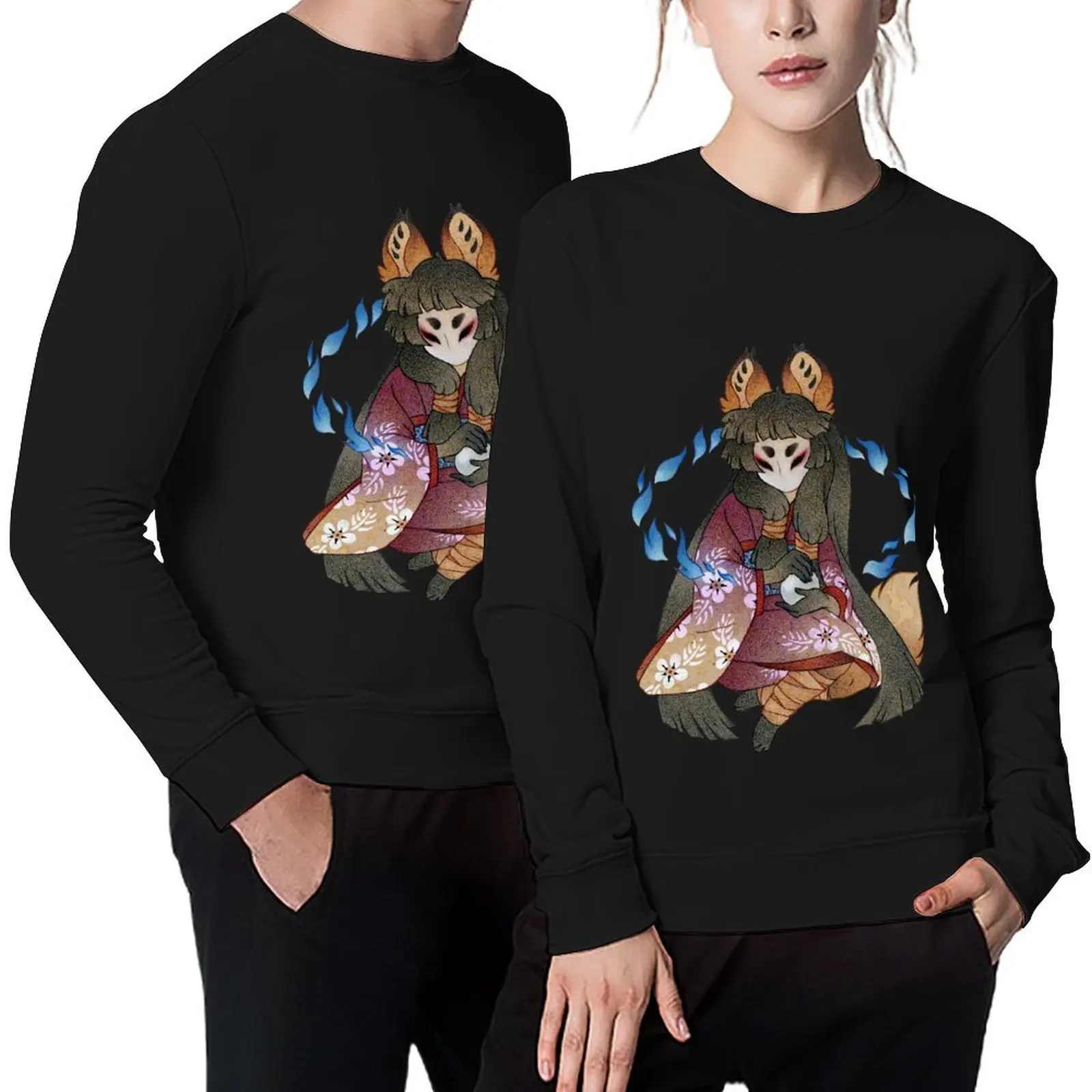 

Ring of Foxfire - TeaKitsune Fox Yokai Pullover japanese style winter clothes autumn clothes mens clothes graphic sweatshirts