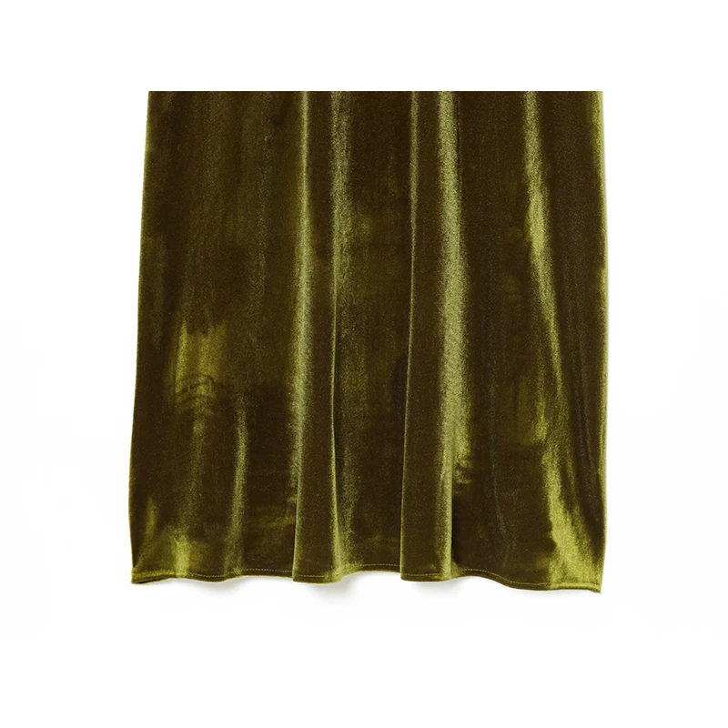 YENKYE زجاجة خضراء مخملية حبال فستان طويل للنساء موضة عارية الذراعين أنيقة ألف خط فساتين الحفلات مثير ماكسي فيستدوس #4