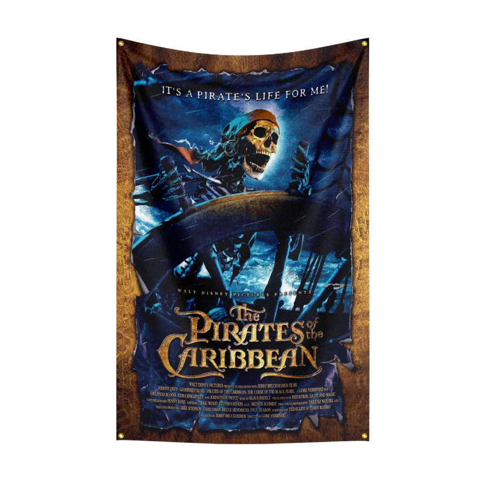 Pirates of the Caribbean Flag Poster Flag Wall Hanging Tapestry Double Penetration for Room Decor Dormitory Decor
