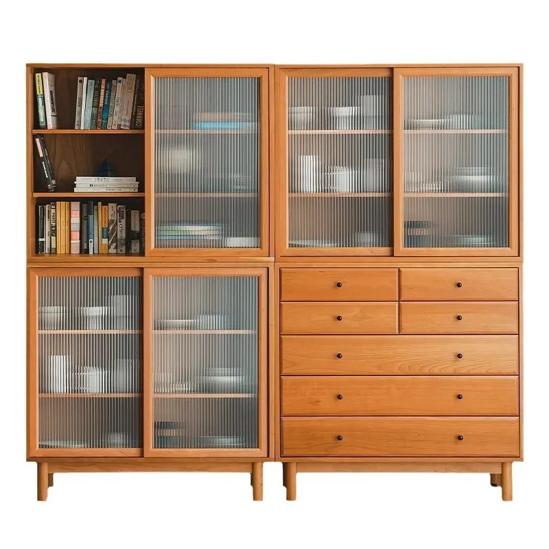 Solid Wood Modular Cube Storage Cabinet Short Bookshelf Display Unit Multifunctional Home Organizer for Living Room Bedroom