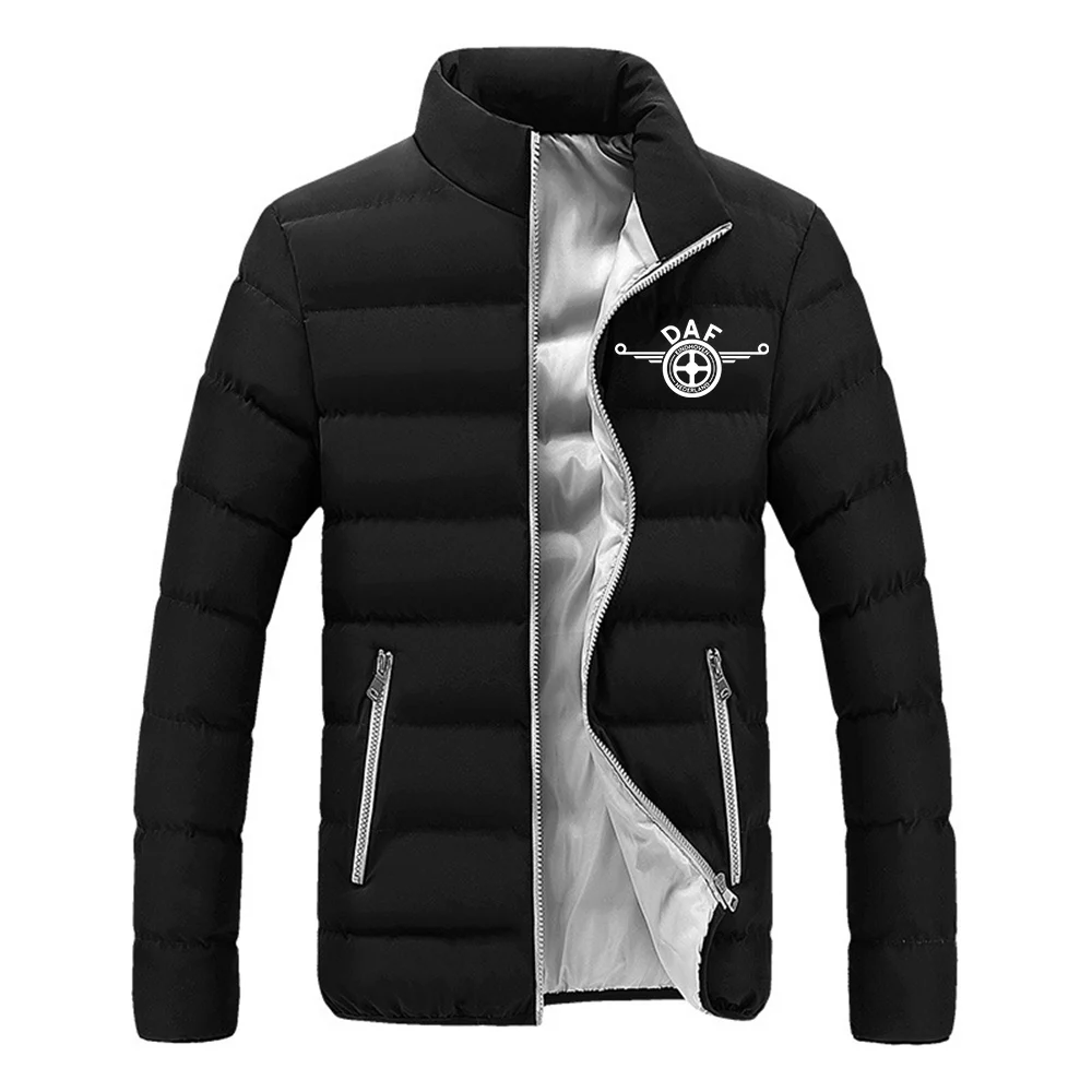 DAF Truck - Men\'s Thick and Warm Windbreaker, High Collar Cotton Cushioned Jacket, Winter Casual Coat