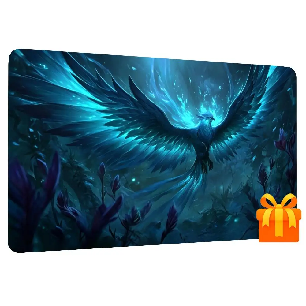 35X60CM Ice Blue Phoenix MousePad Non-Slip Magic Zones Card Playmat Tabletop Rug Game Mat Duel Commander Gaming Deskmat Beginner