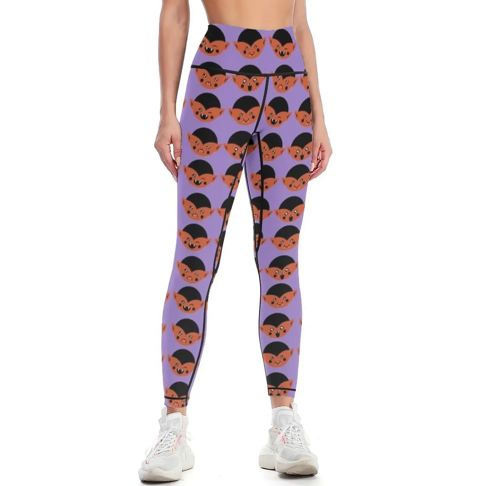 Burnt Orange and Heather Purple Vampire Pattern Leggings sports for push up gym pants Womens Leggings