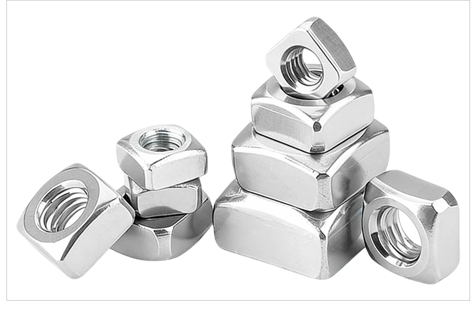 DIN557 Vierkantmuttern 304 Edelstahl M3 M4 M5 M6 M8 M10 M12 Vierseitige Muttern für industrielle Befestigungen – Detail 8