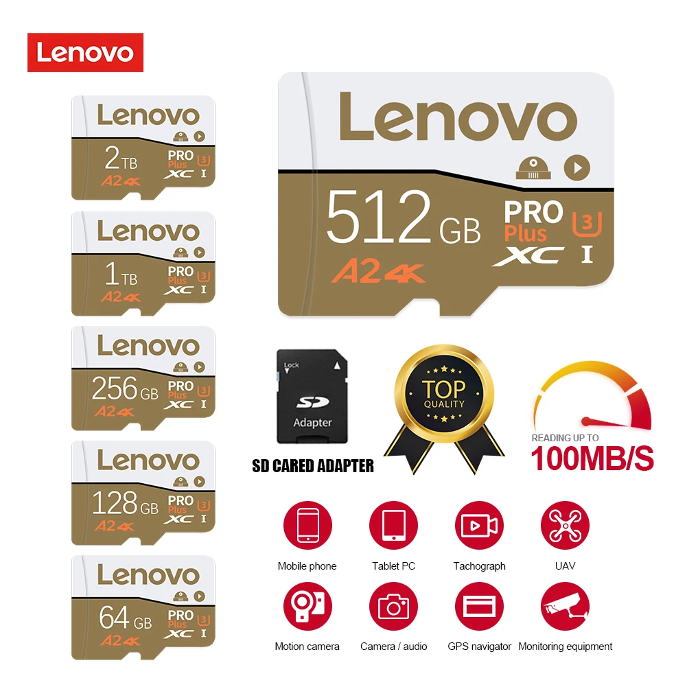 

Lenovo Cards Class10 2tb 1tb 512gb 256gb 128gb 64tb UHS-I micro Memory Card A2 U3 V30 TF Flash Card for Drone Sport Camcorder