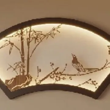 High-end metal pole ambient light wall lamp decorative painting Two paintings hanging the corridor of the hotel restaurant boom