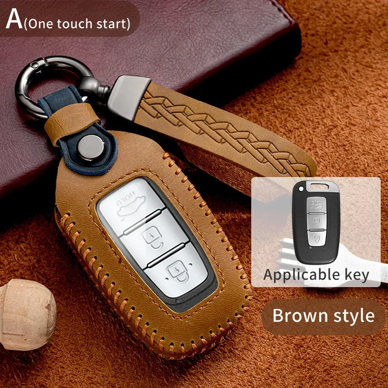 

Leather Smart Key Case Cover Fob For Hyundai IX35 Elantra Sonata 8 9 For Kia Sportage K5 K2 Sorento Optima Forte 2011-2016