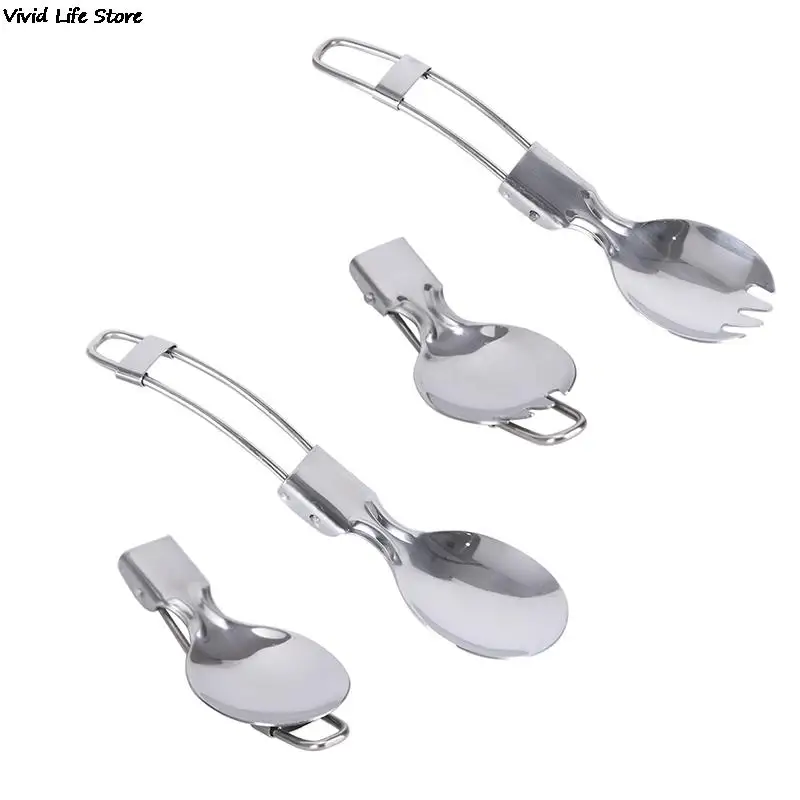 Camping Folded Spoon Spork Outdoor Tableware Camping Cookware Folded Flatware For Picnic