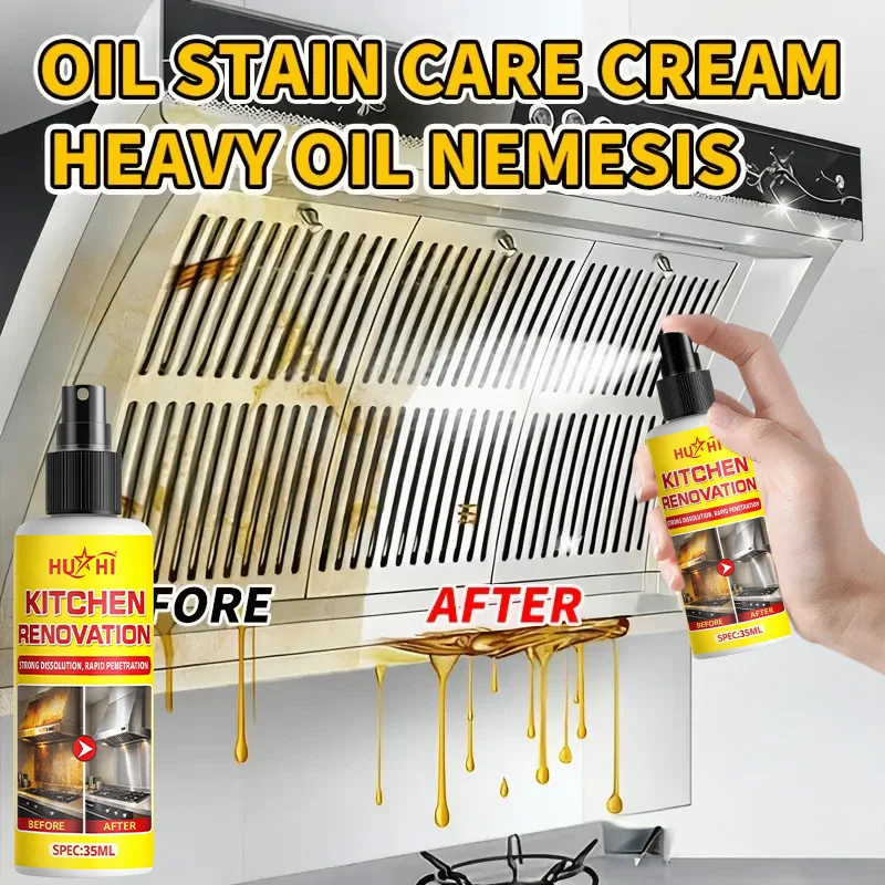 Strong Kitchen Grease Remover Spray, Range Hood, Stove & Oven Cleaner, Easy Wipe, Odorless, Safe, No Residue, for Metal Surfaces