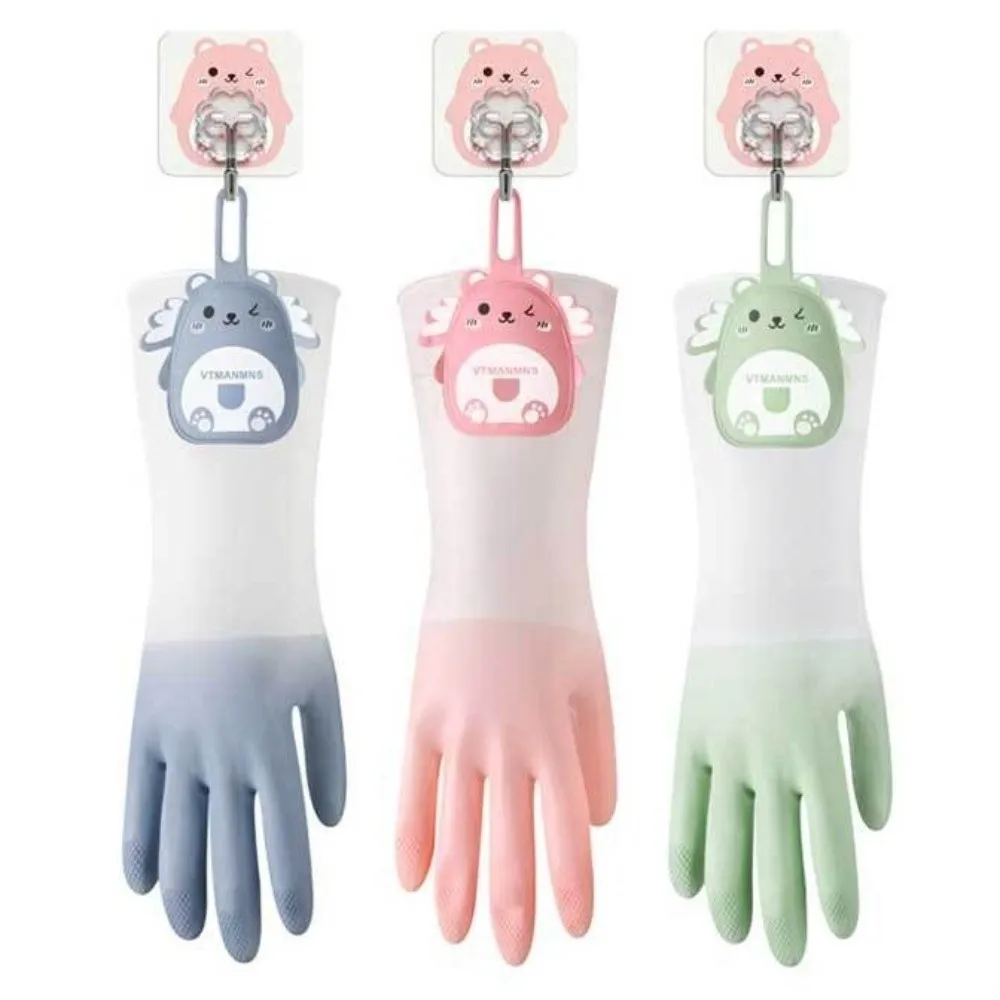 Natural Latex Dishwashing Gloves Tear Resistant Lengthened Household Cleaning Gloves Thickened Rubber Waterproof