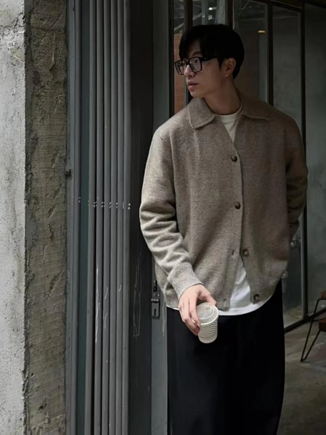 

Oumulong Men's Knitted Cardigan Loose Fit Long Sve Collar Lazy Sle Early Autumn Outerwear Oaeal Color ort Cleanfit