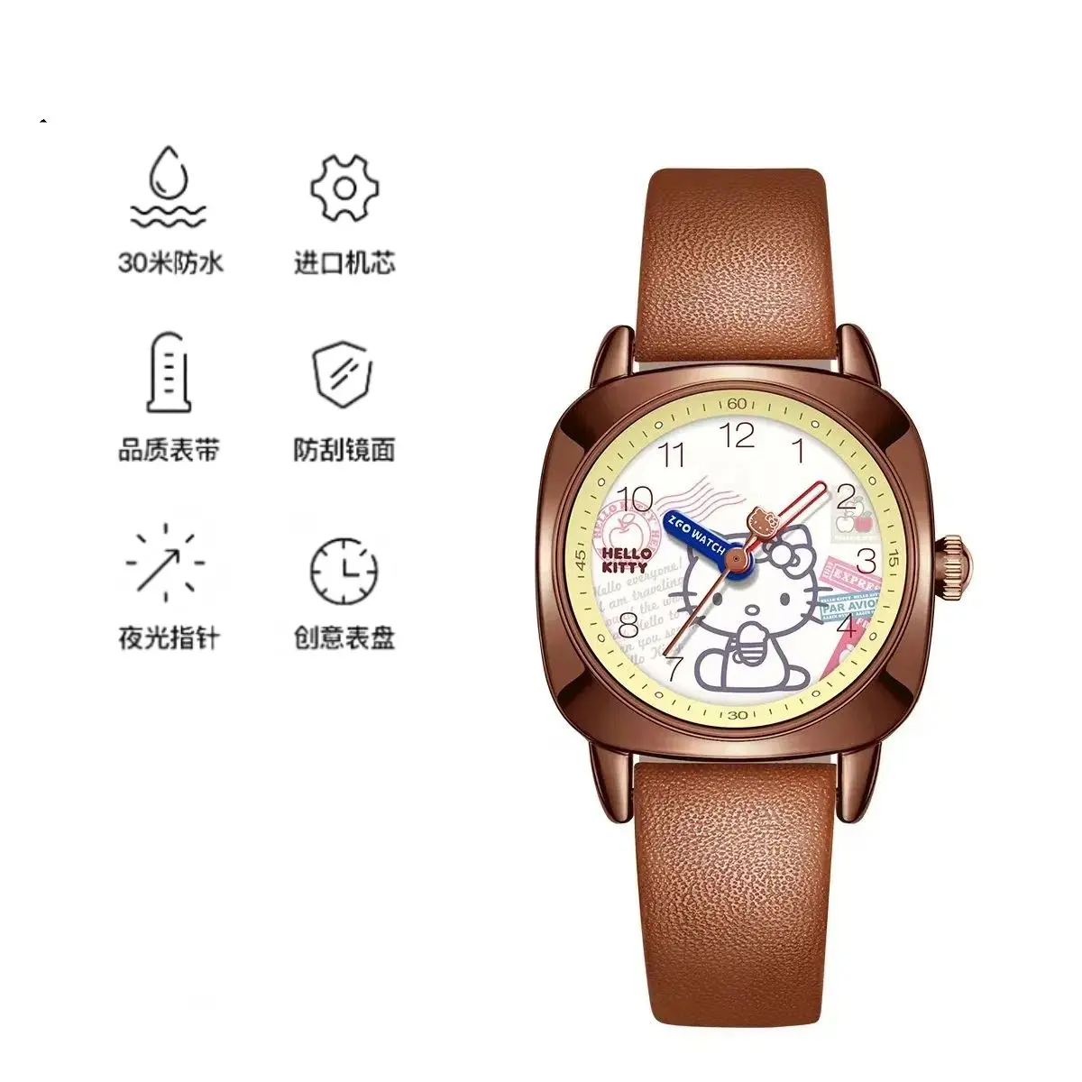 Sanrio Quartz Watch Retro Classic Small Dial Kuromi KT Waterproof Girl Ins Birthday Gifts