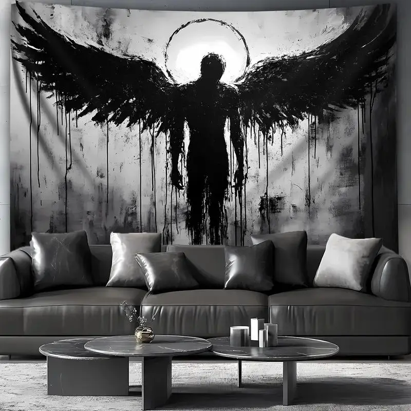 VIKAMA Angel Wings Silhouette Art Wide Tapestry Wall Hanging for Room Wall Art Cozy Aesthetic Retro Stylish Home Decor