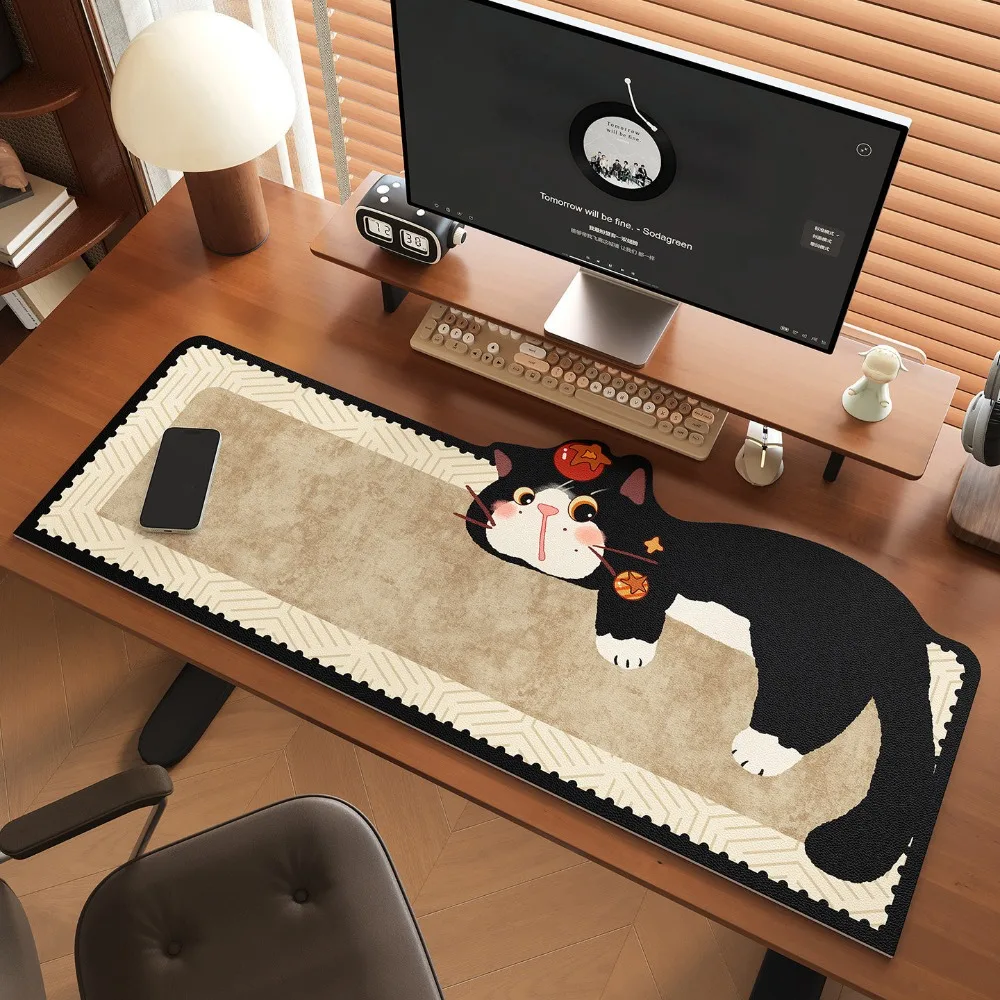 Cartoon Cat Pattern Rubber Mouse Pad Non-slip Large Size Keyboard Mice Mat Gaming Accessories Lock Edge Laptop Table Mat Home