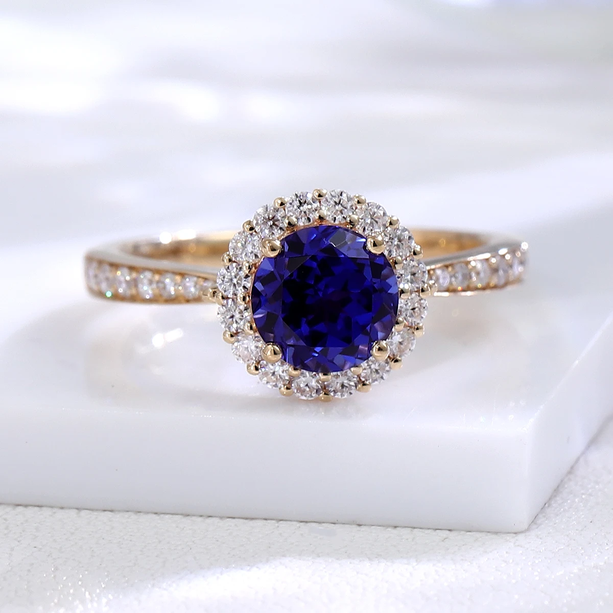 

Provence 10K Gold Lab Grown Sapphire/Ruby Rings With Round Brilliant Cut for Women Anniversary Wedding Trendy Customized Gift