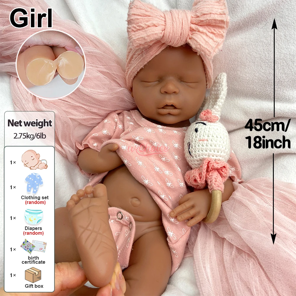 18 pouces en silicone doux renaissant bébé fille peut utiliser des sucettes vivantes imperméable Artiste Prop parfait pour l'art de maquillage et la sculpture