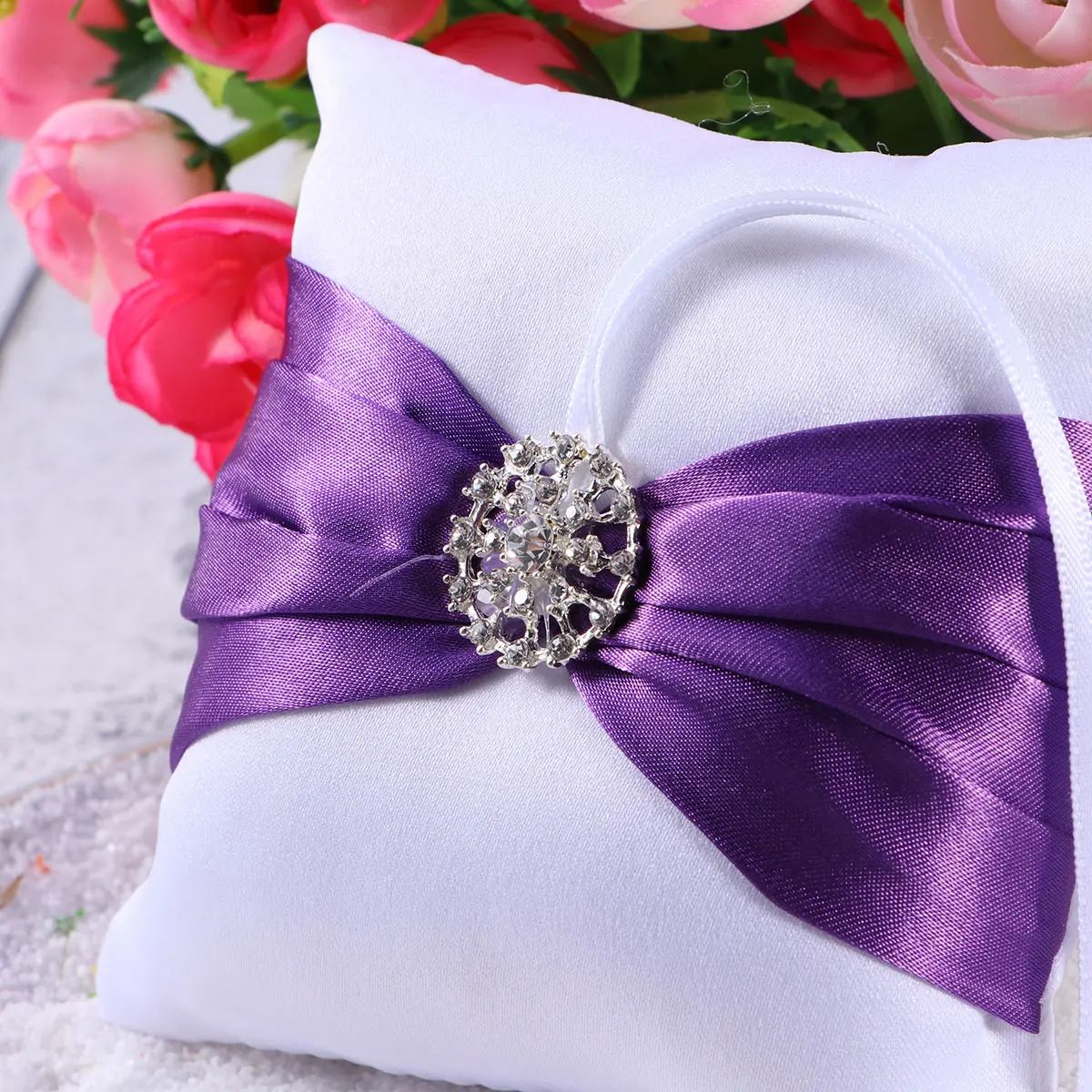 

10X10cm Ring Pillow Wedding Gorgeous Lace Purple Bearer Soft Comfortable Protect Ring DIY