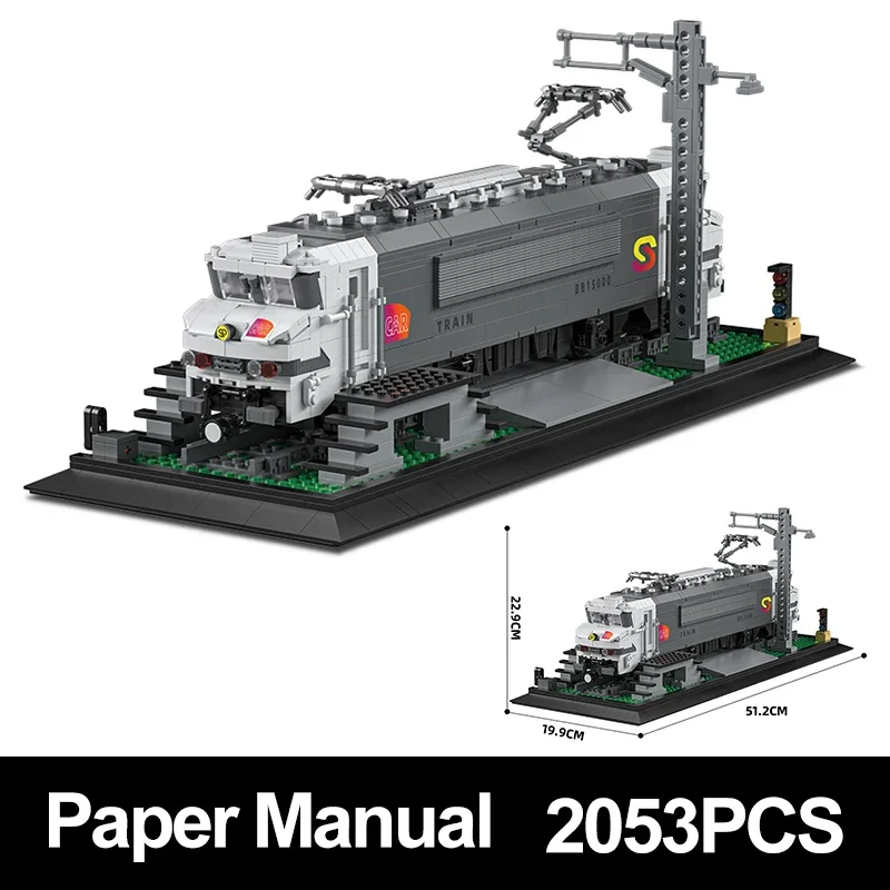 2053PCS BB15000 Mainline Locomotiva Elettrica Treno Building Block Mattoni Modello di Montaggio FAI DA TE Puzzle Giocattoli Regalo di Natale Per Bambini 66803