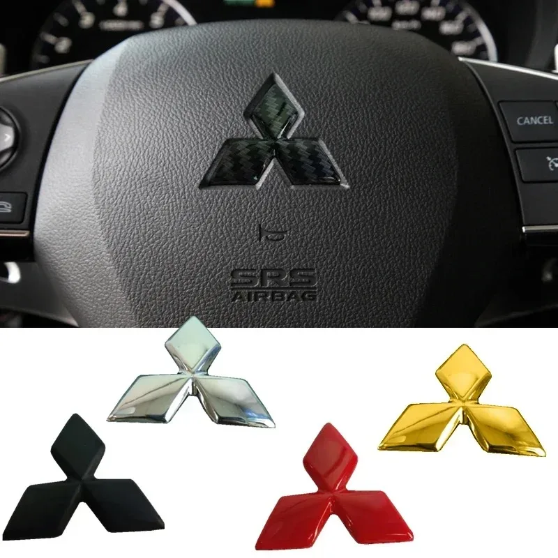 ABS Car Styling Car Steering Wheel Center Sticker for Mitsubishi Lancer EX Galant ASX Outlander Pajero Eclipse Badge Accessories