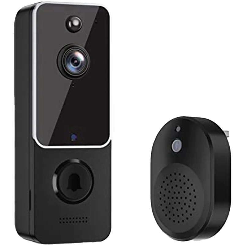 Smart Video Doorbell Camera With Chime Doorbell Camera Black AI Smart Human Detection, Cloud Storage, HD Live Image