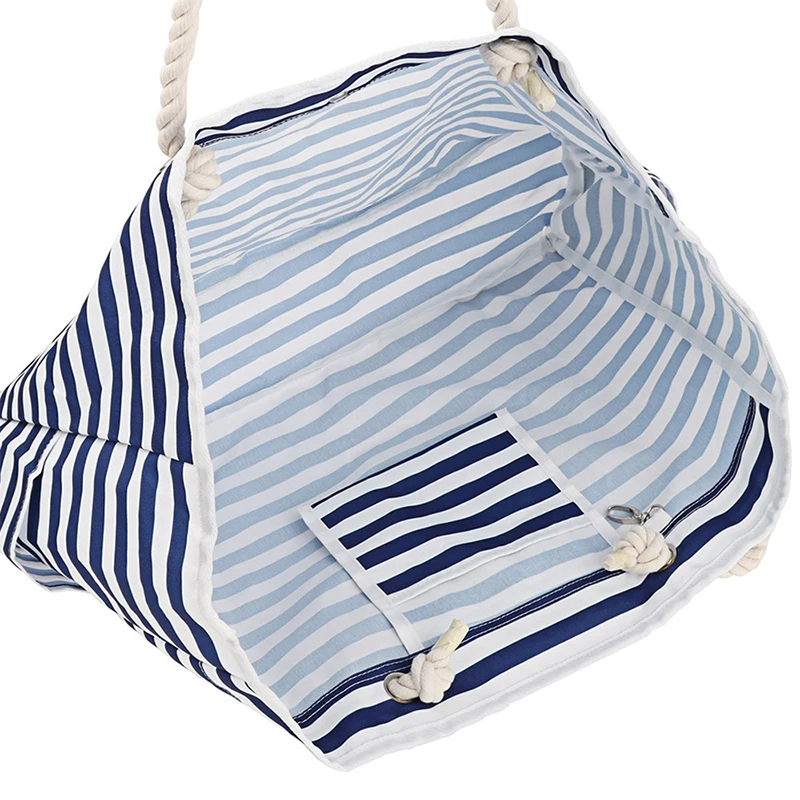 Bolso de playa de moda de verano 2024 con cuerda de algodón y cáñamo, bolso de hombro individual, bolsa de almacenamiento de gran capacidad, bolsa de viaje, bolso tejido ﻿