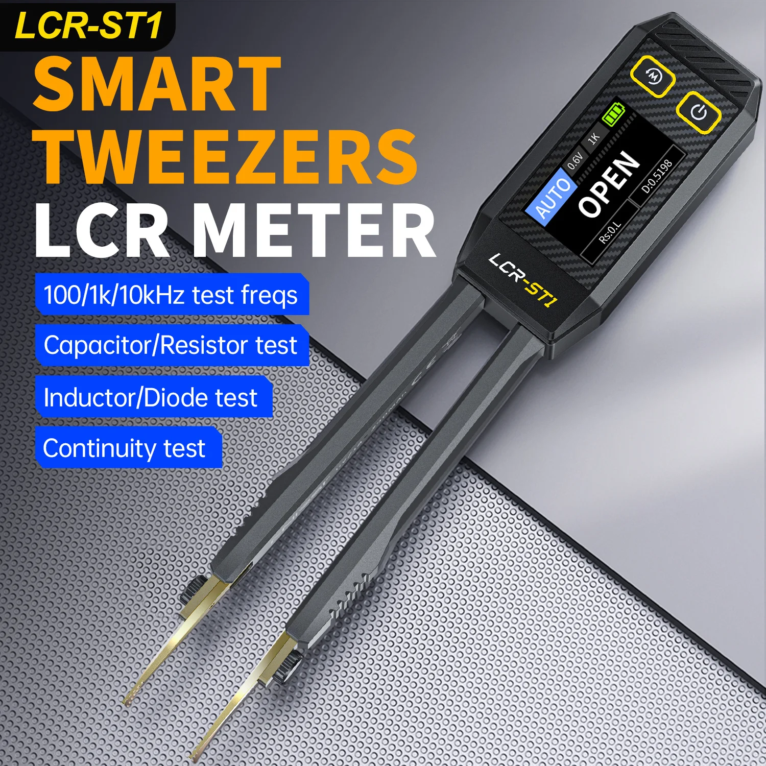 

LCR-ST1 Портативный мини-умный цифровой пинцет-мультиметр LCR SMD/ESR тестер сопротивления емкости индуктивности автоматический мультиметр