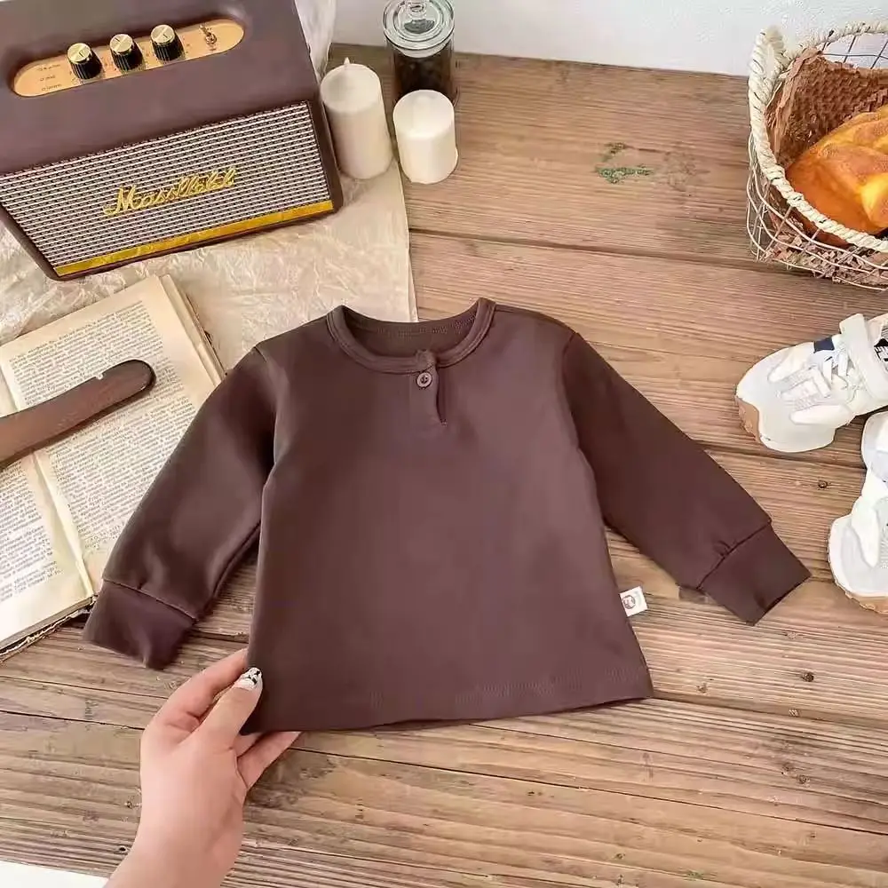 Spring and autumn new 0-2 years old baby pure cotton simple casual long-sleeved T-shirt baby round-neck top T 2 2 0 0 3