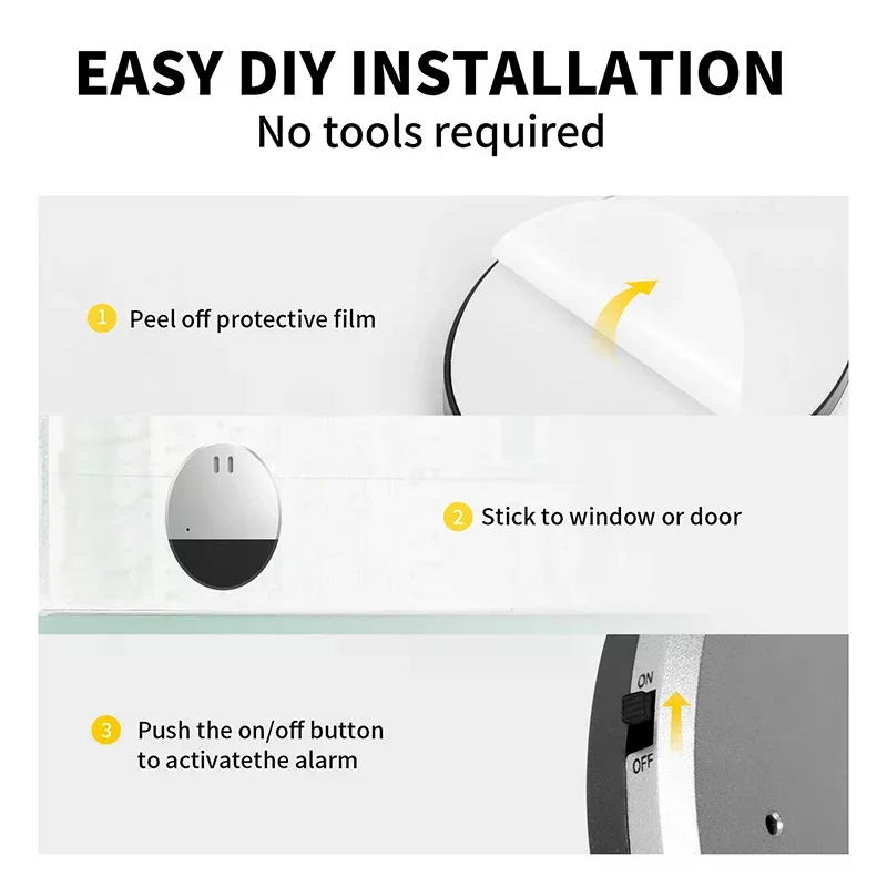 Wireless Door And Window Vibration Sensor Alarm 130dB Glass Breakage Anti-theft Sensor, Easy Install For Home Safety Protection