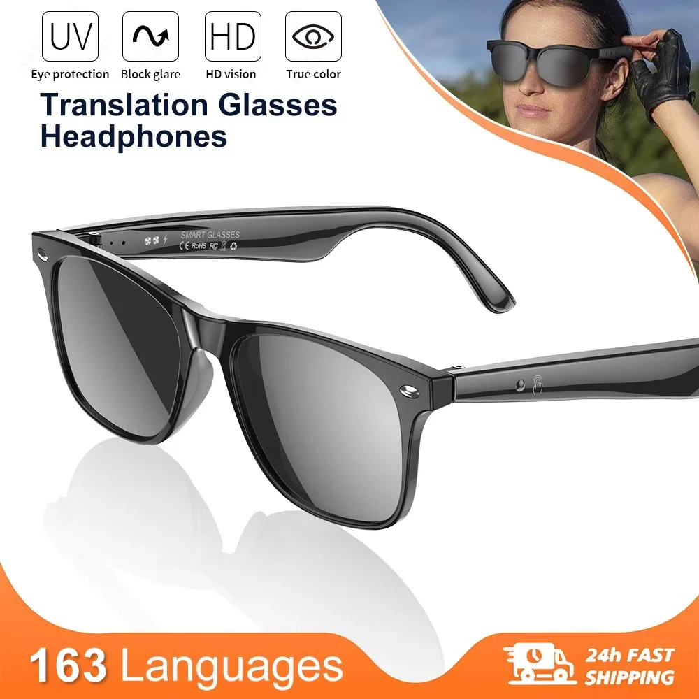 

Ai Smart Translation Glasses Headphones 143 Languages Real Time Translator Bluetooth 5.4 Sunglasses Music Sports Riding Sunglass