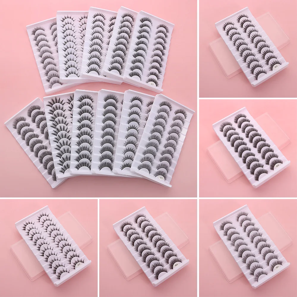 Faux cils complets pour femmes, faits à la main, sans cruauté, 3D, en faux vison, naturels, longs, extensions de cils