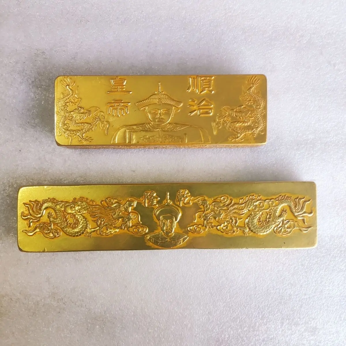 Qing Dynasty, Ming Dynasty, Tang and Song Dynasties, gold bricks, gilt gold bars, fifty taels of gold ingots, collection of gift