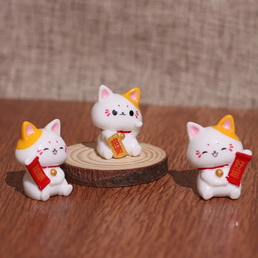 

12pcs Mini Fortune Statue Resin Kitten Decor For Garden Bonsai Lawn Patio Indoor Outdoor Home Party Micro Ornaments Small