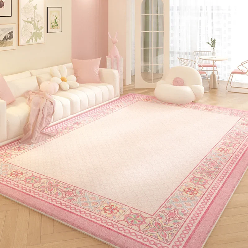 Grand tapis de salon de luxe rétro européen Rococo Style palais tapis de sol chambre de fille fleur épaissi confortable tapis en peluche