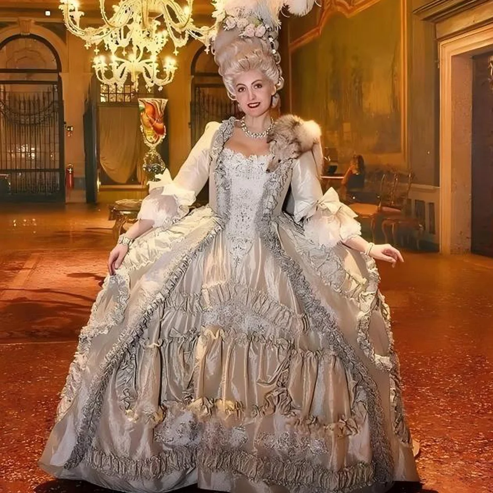 Wunderschönes 18. Jahrhundert Robe A La Francaise Rokoko-Kleid Französisches Hofkleid Königin Charlotte Marie Antoinette Kostüm Abendballkleid