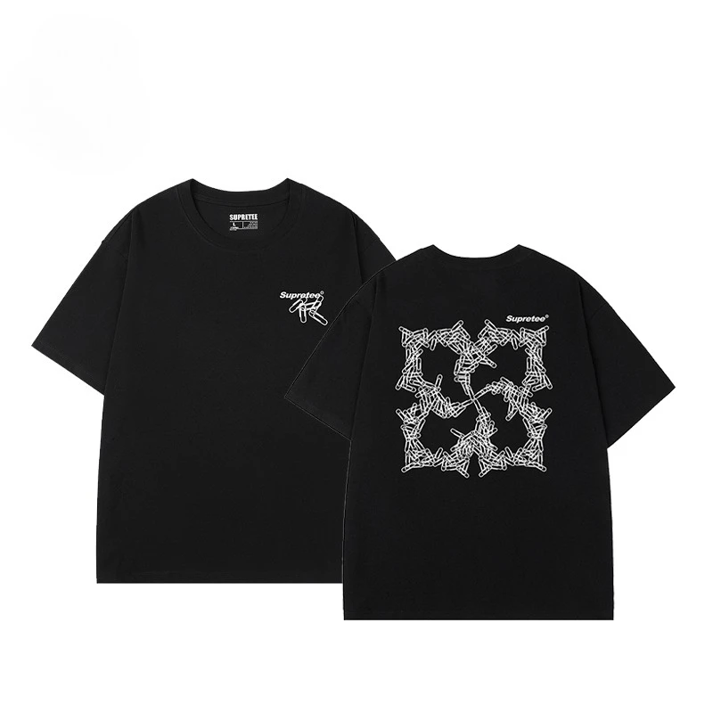 تي شيرت أمريكي كبير الحجم بأكمام قصيرة نفسها للرجال والنساء للأزواج 2026 صيفي جديد عالي الشارع متعدد الاستخدامات