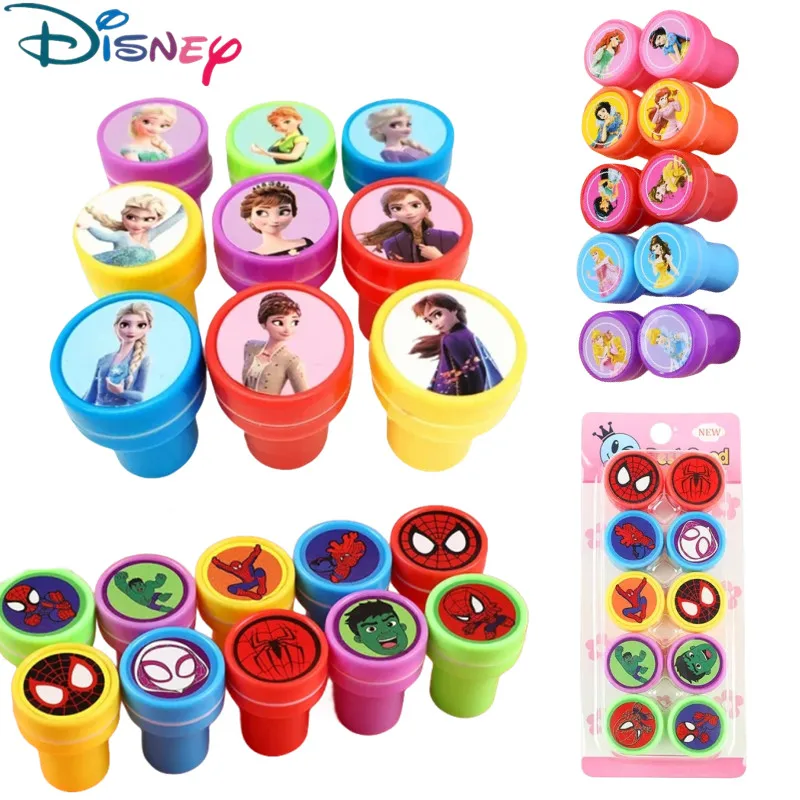 10Pcs Disney Princess Elsa Kids Stamp Party Gift Princess Anna Elsa Spiderman Stamp Girl Return Gift Cute Kids Christmars Gifts